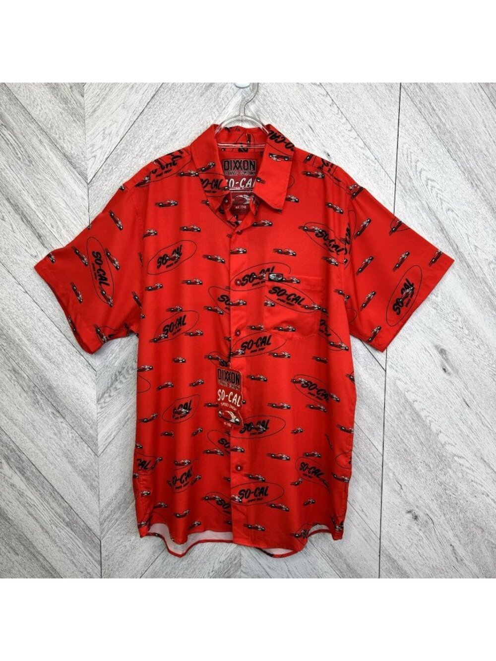 DIXXON Flannel x SO CAL Speed Shop Short Sleeve Shirt Red Mens Size Large NWT